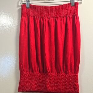 Choice Strapless Smocked Blouson Style Tube Top Reflex RED One Size Fits All